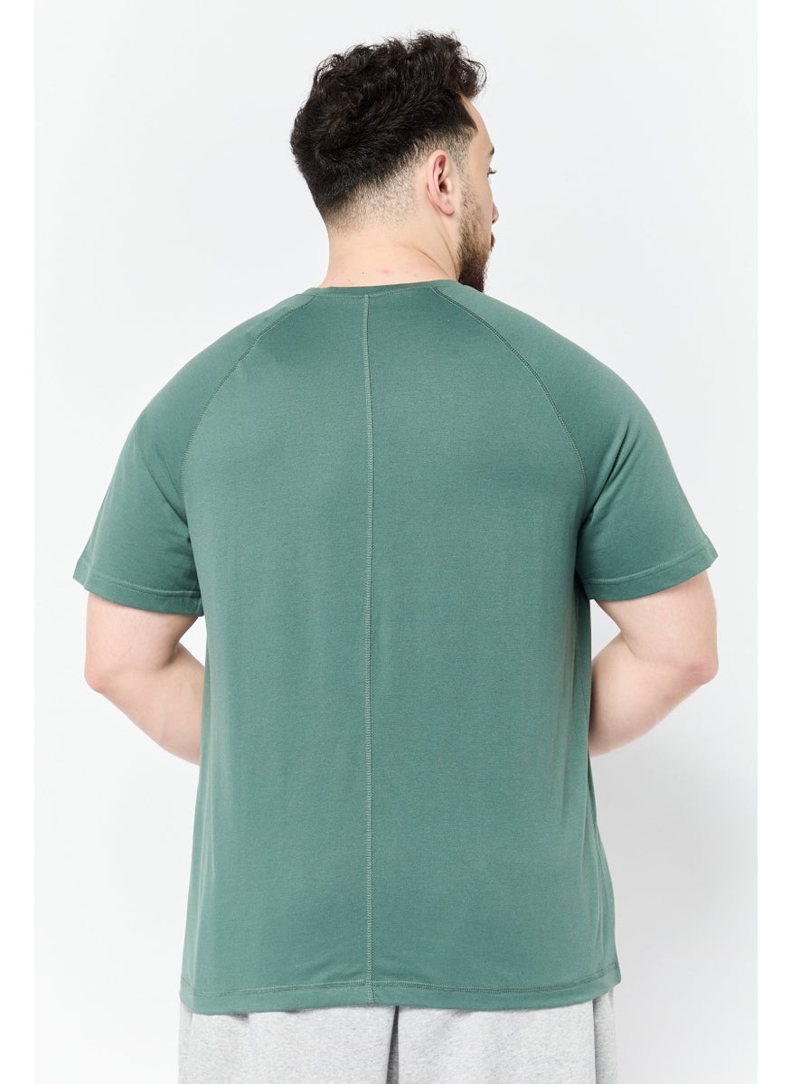Reebok Men Sportswear Fit Short Sleeves Training T-Shirt, Green  - Image 4