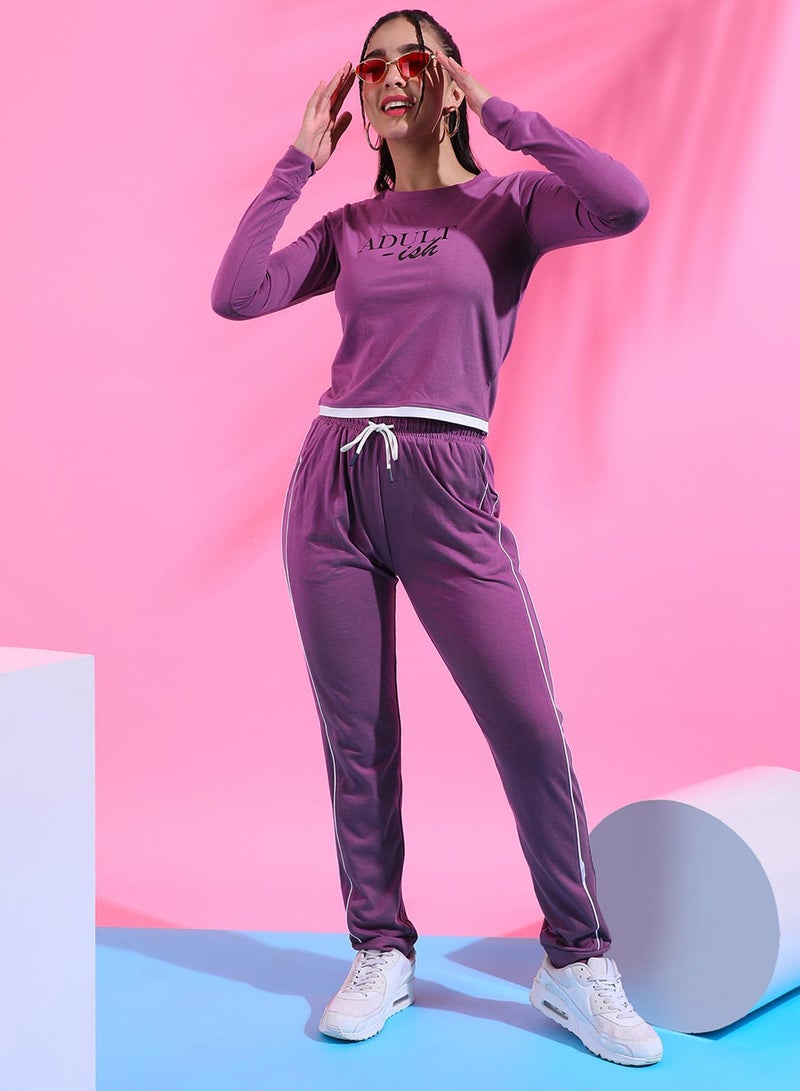 PINACOLADA Women's Bright Purple Adult-Ish Co-Ord Set  - Image 5