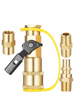 Excefore 1/4" RV Propane Quick Connect Fittings Brass Quick Airline, Adapter for Propane Hose, Gas Quick Connect Fittings Includes 1/4" Female Shutoff Valve, Full Flow Plug, 1/4" Male, 1/4" Female NPT  - Image 1