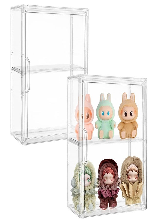 ZLLZUU Acrylic Display Case Compatible with Labubu POP MART, 2 Pack Clear Display Cases for Figure Collectibles, Stackable Display Box with Magnetic Door - Image 1