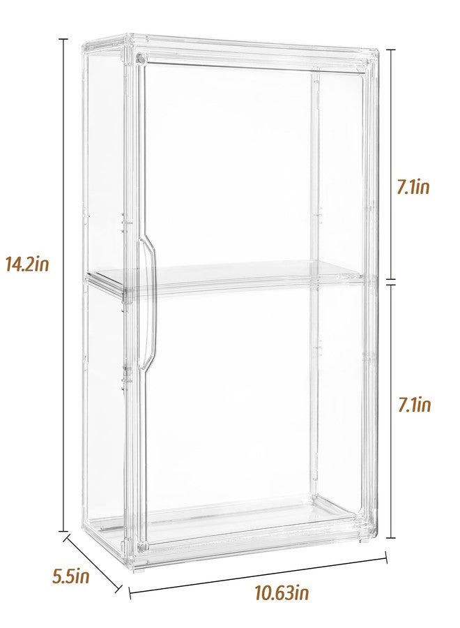 ZLLZUU Acrylic Display Case Compatible with Labubu POP MART, 2 Pack Clear Display Cases for Figure Collectibles, Stackable Display Box with Magnetic Door - Image 3