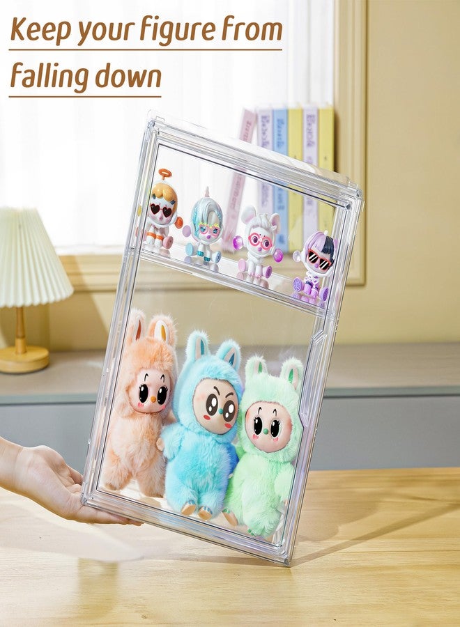 ZLLZUU Acrylic Display Case Compatible with Labubu POP MART, 2 Pack Clear Display Cases for Figure Collectibles, Stackable Display Box with Magnetic Door - Image 5
