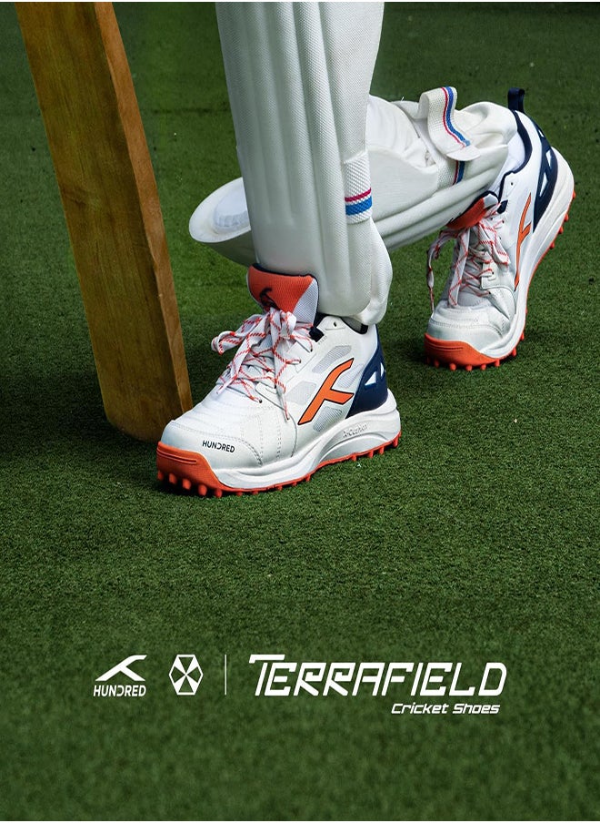 HUNDRED Terrafield-Cricket Shoes-White/Orange/Navy -(Hkfs-4M026-2-9)  - Image 2