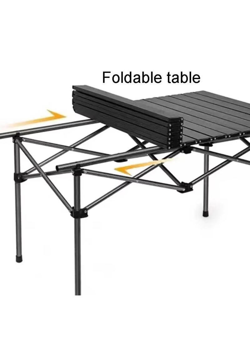 إيه جي دي طاولة تخييم قابلة للطي طاولة نزهة محمولة مع حقيبة يد مناسبة للأماكن الخارجية 95*55*50 سم  أسود - Image 2