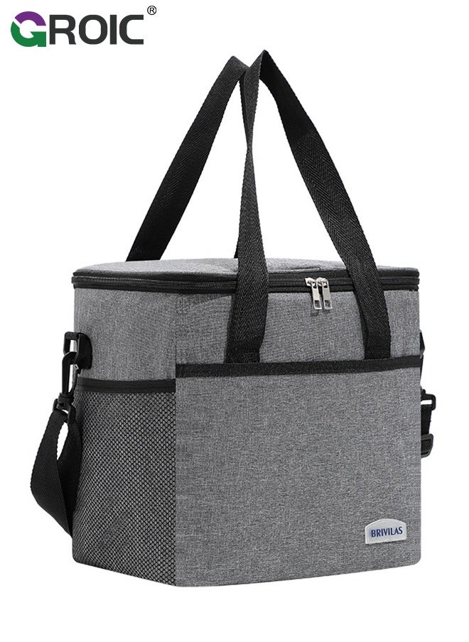 GROIC 12L Portable Picnic Basket Large Capacity Lunch Bag Picnic Cooler Bag Insulated Picnic Basket, Picnic Cooler, Oxford Cloth Crossbody Portable Outdoor Picnic Bag Picnic Supplies Camping Accessories  - Image 1