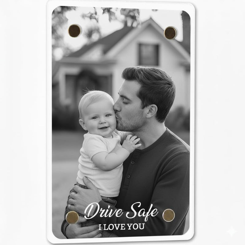 PERSONAL84 Drive Safe I Love You Visor Clip, Car Picture Holder, Sun Visor Photo Clip, Acrylic Magnetic Photo Clip, Car Picture Frame, Magnetic Photo Frames, Gifts for Boyfriend, Dad - Image 1
