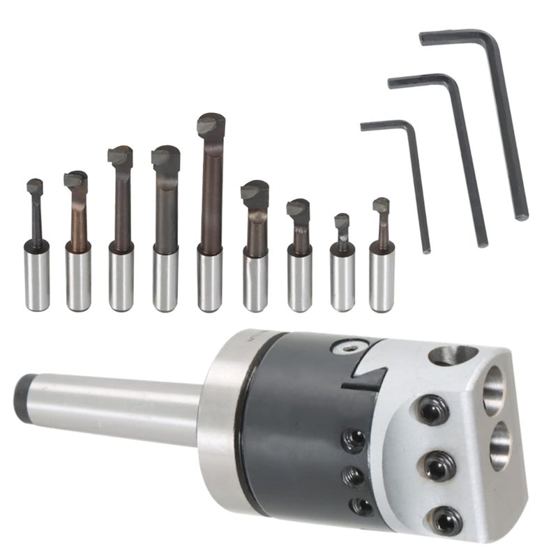 findmall 9Pcs Boring Head 1/2 Inch Carbide Boring Bar Set Milling with MT2 Handle 3/8-16 Thread 2 Inch Boring Bar Set - Image 4
