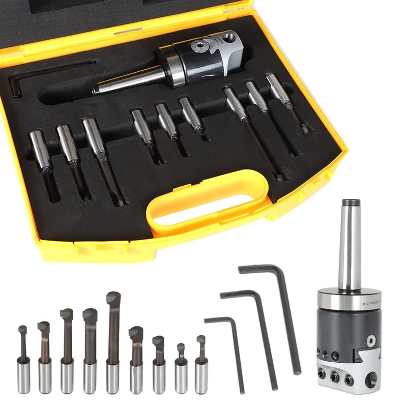 findmall 9Pcs Boring Head 1/2 Inch Carbide Boring Bar Set Milling with MT2 Handle 3/8-16 Thread 2 Inch Boring Bar Set - Image 5
