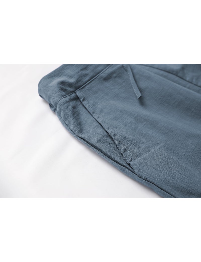 Tanming Linen Pants for Women Summer Casual High Waisted Drawstring White Beach Pant (Bluegrey, XL) - Image 4