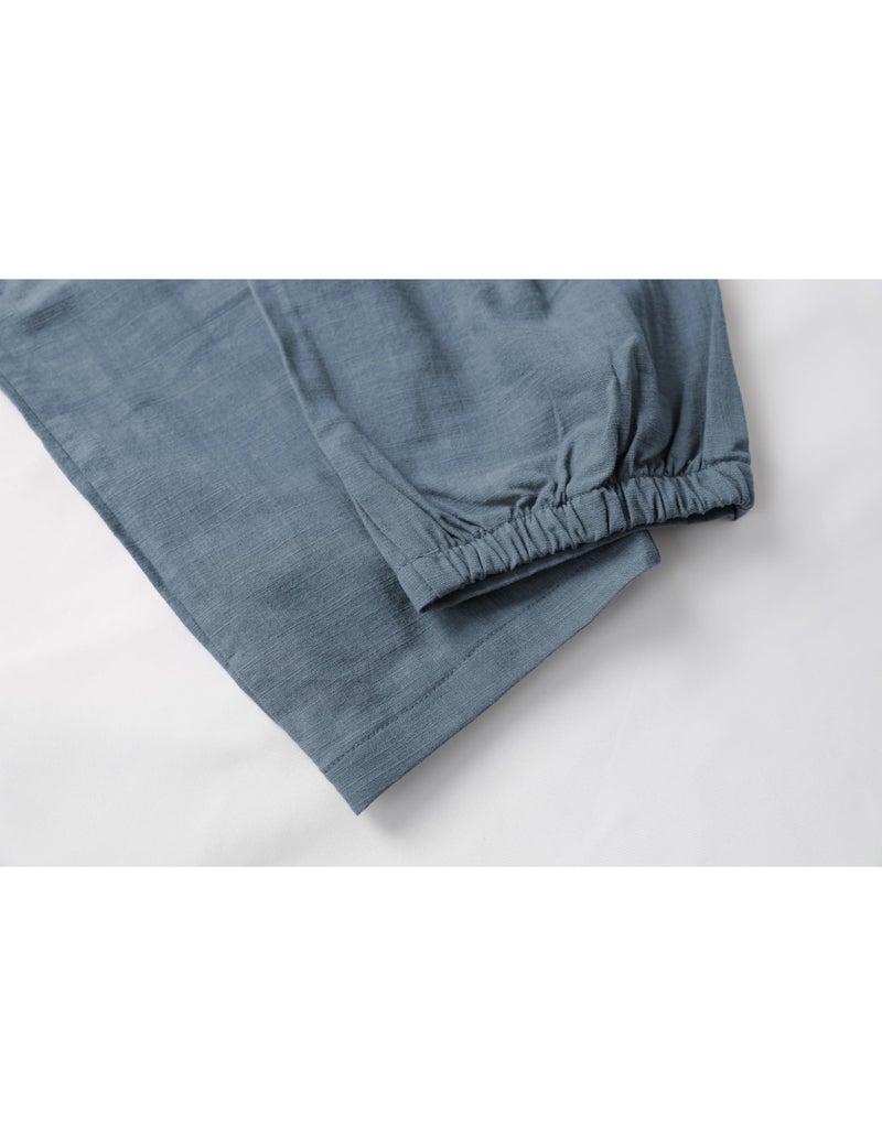Tanming Linen Pants for Women Summer Casual High Waisted Drawstring White Beach Pant (Bluegrey, XL) - Image 5