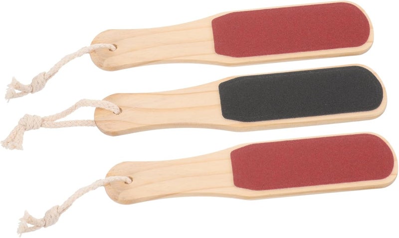 3Pcs Double Sided Foot Exfoliator Wooden Handle Foot Care Tool for Callous Dry Skin Removal for Professional Home Use Ergonomic Design for Comfortable Grip - Image 1