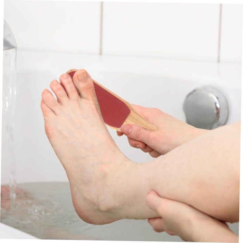 3Pcs Double Sided Foot Exfoliator Wooden Handle Foot Care Tool for Callous Dry Skin Removal for Professional Home Use Ergonomic Design for Comfortable Grip - Image 2