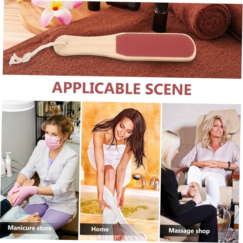 3Pcs Double Sided Foot Exfoliator Wooden Handle Foot Care Tool for Callous Dry Skin Removal for Professional Home Use Ergonomic Design for Comfortable Grip - Image 5