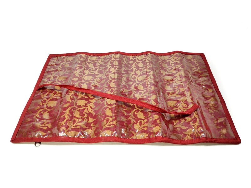 iShine Payal Chain Necklace Jewellery Wrist Watch Organiser Pouch Roll (Maroon) - Image 3
