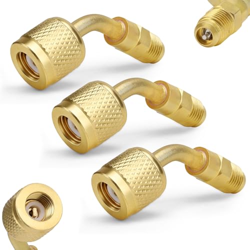 Xastro 3Pcs A2L R32 R454B Brass Adapter Set 14 LeftHand Female to 14 RightHand Male Flare Fittings Compatible with R32R454B A2L LH Refrigerant Tanks and RH Service Hose 45 HVAC Charging Adapter - Image 1