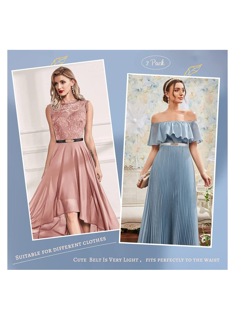 Women's 2-Pack Stretch Retro Skinny Belts, Versatile Thin Waist Belts for Dresses, Jeans, and Shorts, Perfect for Wedding and Casual Outfits - Image 2