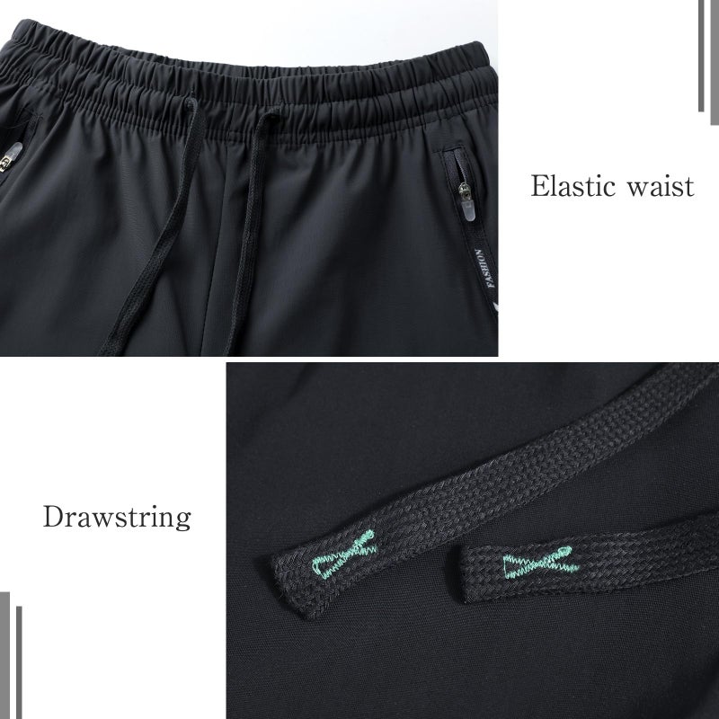 Surenow Womens Active Pants Stretch Breathable Casual Pants with Zip Pocket Lightweight Running Athletic Sweatpants for Women Black - Image 4