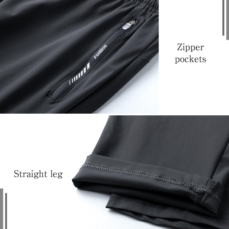 Surenow Womens Active Pants Stretch Breathable Casual Pants with Zip Pocket Lightweight Running Athletic Sweatpants for Women Black - Image 5