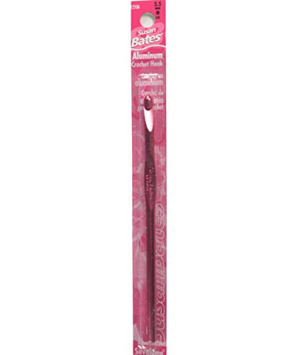 Susan Bates 5-1/2-Inch Silvalume Aluminum Crochet Hook, 5.5mm, Red - Image 1
