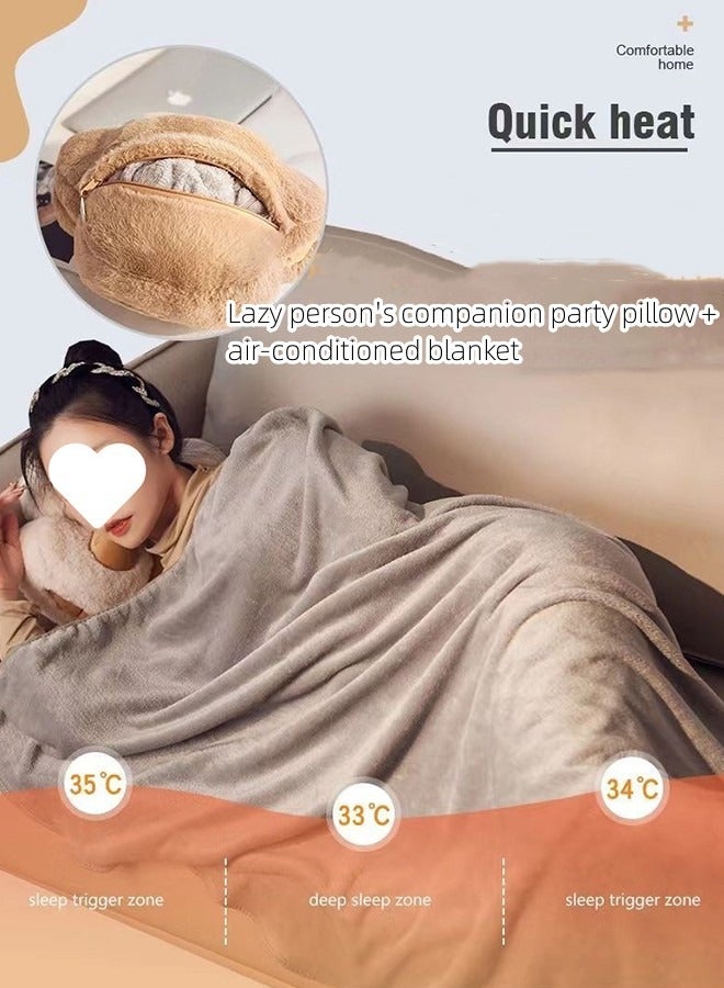 JCB CHIC بطانية وسادة كرتونية من الفانيلا كرتونية مبتكرة على شكل حيوان 2 في 1 لحاف وسادة وسادة متعددة الوظائف وسادة دعم الظهر وسادة وسادة ناعمة ودافئة لوسائد القيلولة لسرير أريكة سرير مكتب كرسي مكتب (أبيض) - Image 5