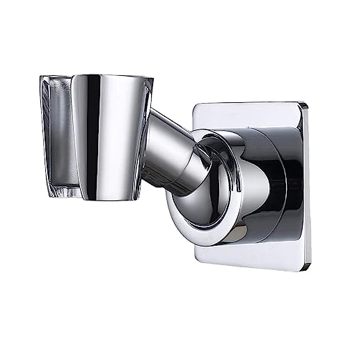 YDmeet Shower Head Holder Adjustable Handheld Brass Shower Head Bracket Wall Mount Holder Drill Free Glue Installation Polished Chrome