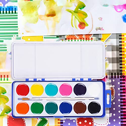 Keebor Watercolor Paint Set for Kids, 12 Colors, 24 Pack Washable Water Colors for Party Favors, Gifts, Classroom Supplies (Wood Brushes Included) - Image 4