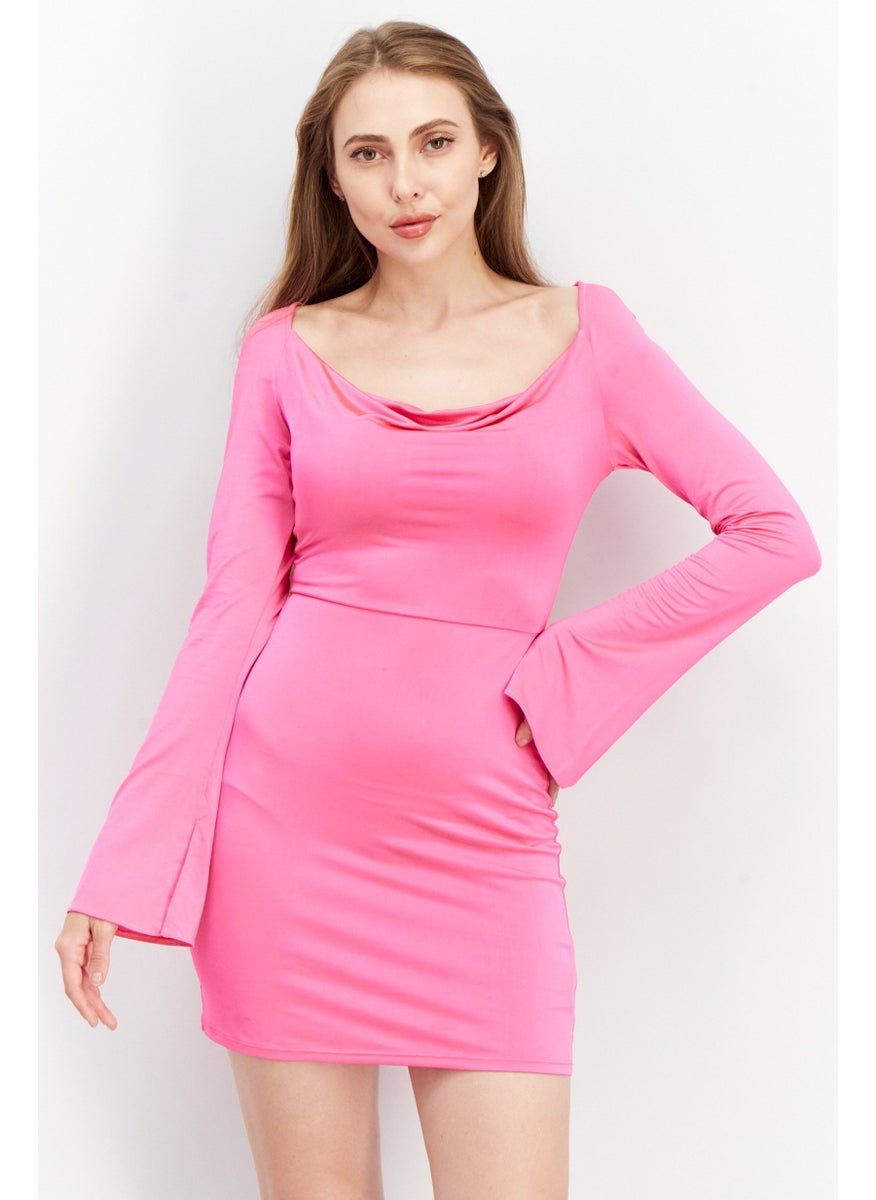 Asos Design - Women Solid Mini Casual Dress, Pink - Image 1