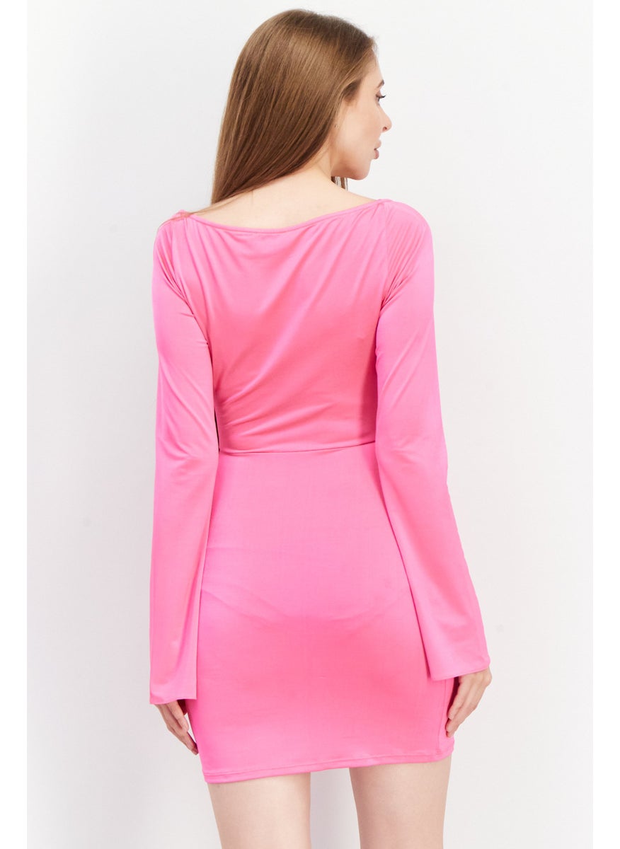 Asos Design - Women Solid Mini Casual Dress, Pink - Image 1