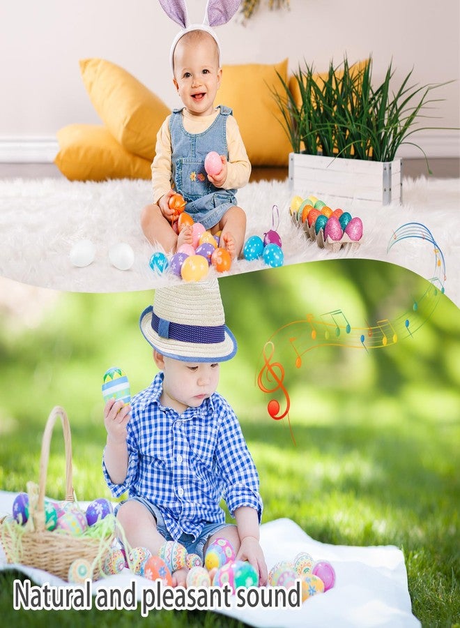 Morcheiong 24 Pcs White Plastic Egg Shakers Musical Instruments, Easter Egg Favors Egg Maracas Shakers for Kids, DIY Set with 24 Pcs Multicolor Pens - Image 4