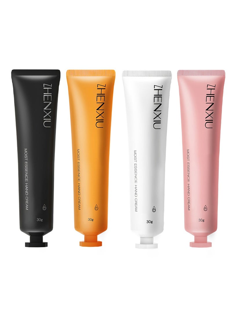 ZHENXIU 4Pcs Moist Essence Hand Cream Set, Scented Candles Gift Set, Hand Cream Gift Set, Moisturizing Travel Size Mini Hand Lotion for Dry Cracked, Birthday Gifts for Unisex 30G/Pcs  - Image 1