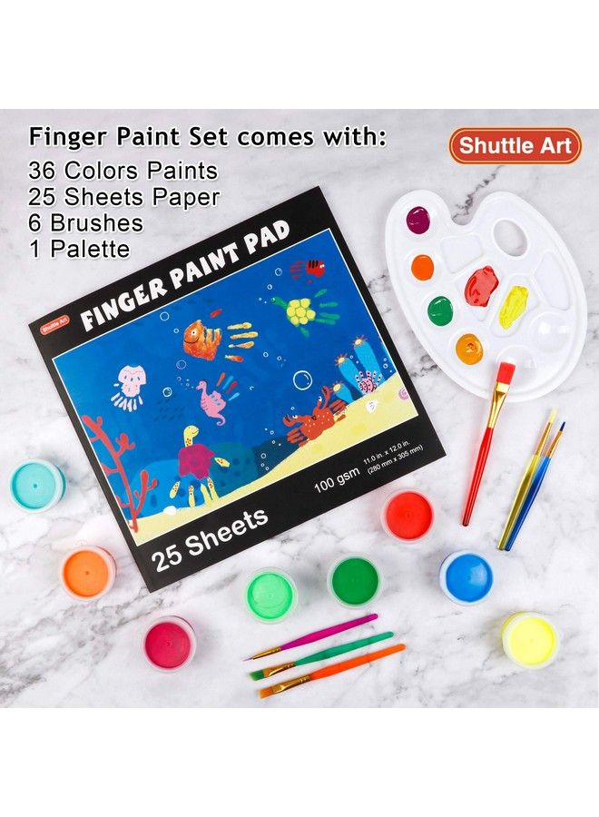 Shuttle Art Washable Finger Paint Shuttle Art 44 Pack Kids Paint Set With 36 Colors Toddler Paints(30Ml 1Oz) For Toddlers Paint Brushes Finger Paint Paper Pad Palette Non Toxic Paint For Kids Art & Craft - Image 5