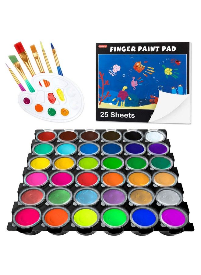 Shuttle Art Washable Finger Paint Shuttle Art 44 Pack Kids Paint Set With 36 Colors Toddler Paints(30Ml 1Oz) For Toddlers Paint Brushes Finger Paint Paper Pad Palette Non Toxic Paint For Kids Art & Craft - Image 2
