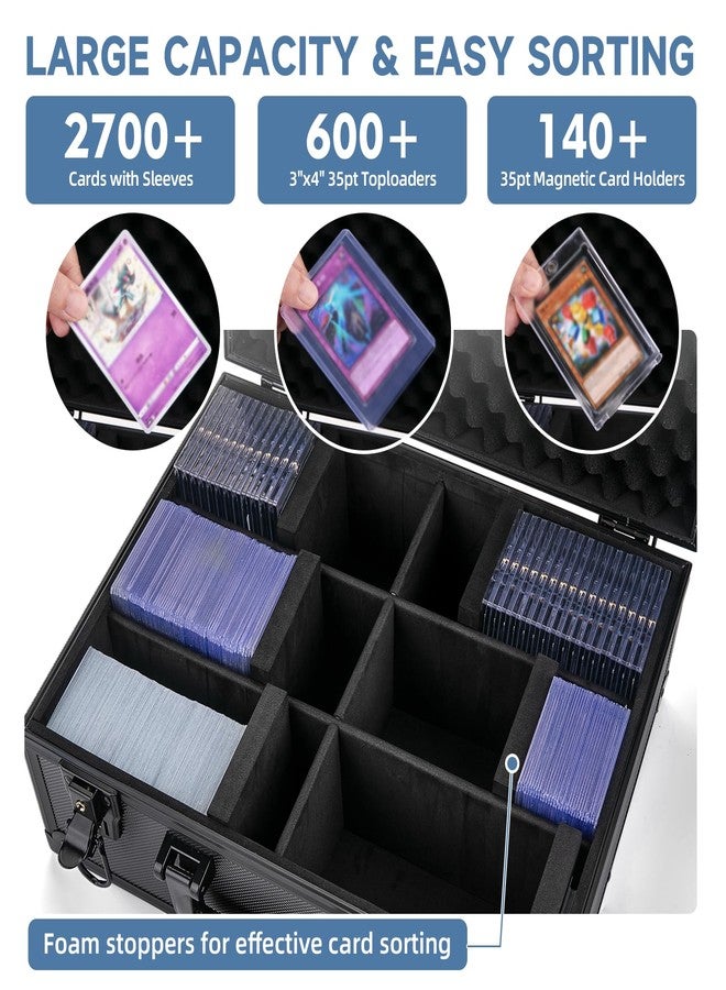 Eugsph Trading Card Storage Box for 3" X 4" 35pt Toploaders 600+, Sturdy Secure Large Capacity Hard Case with 6 Foam Stoppers, Fits Toploader Magnetic Holders MTG Baseball Sports Card Storage Box Case - Image 2