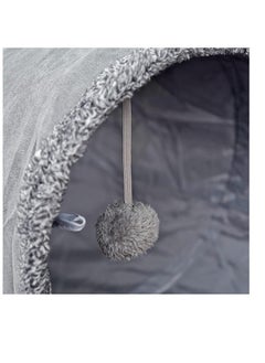 A.M Collapsible Cat Tunnel 2 Window Suede Cat Play Tube Toy for Large Cats with Scratching Ball Crinkle Paper, Long 130 cm x diameter 30 cm, Grey  - Image 3