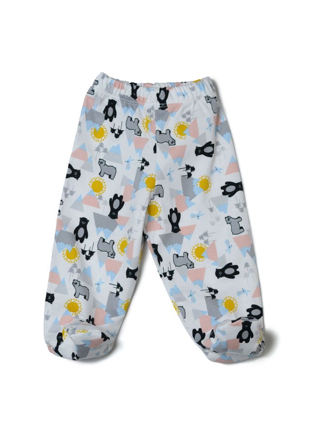 BabyShoora - Baby 5 pcs Set Footed Pants & Top, beanie, Socks, & Bib - Image 1