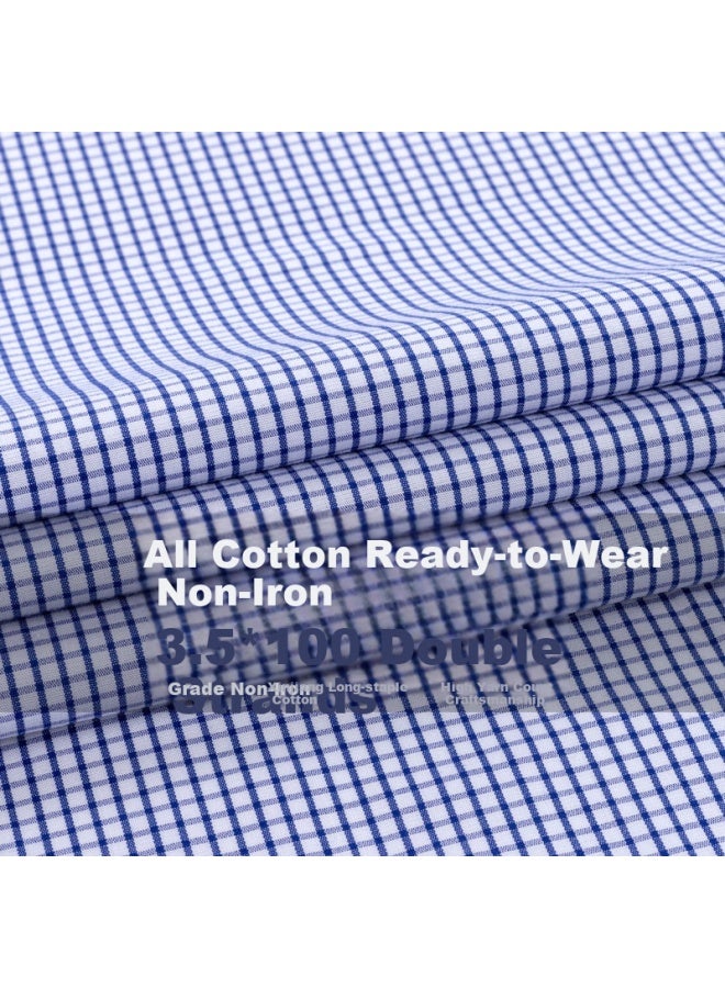 Firs Men's Long-sleeve Shirt, Wrinkle-free Business Casual Pure Cotton Shirt, A1-879 Long-sleeve Plaid, Size 42 - Image 1
