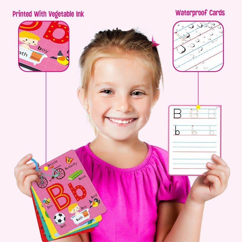 SpriteGru 31 PCS Alphabet Flash Cards Doublesided Printing Dry Erase Letters Sight Words and Number Learning Cards Letter Tracing Practice Cards for Preschool Kindergarten 2 Reclosable Rings  2 Markers - Image 5