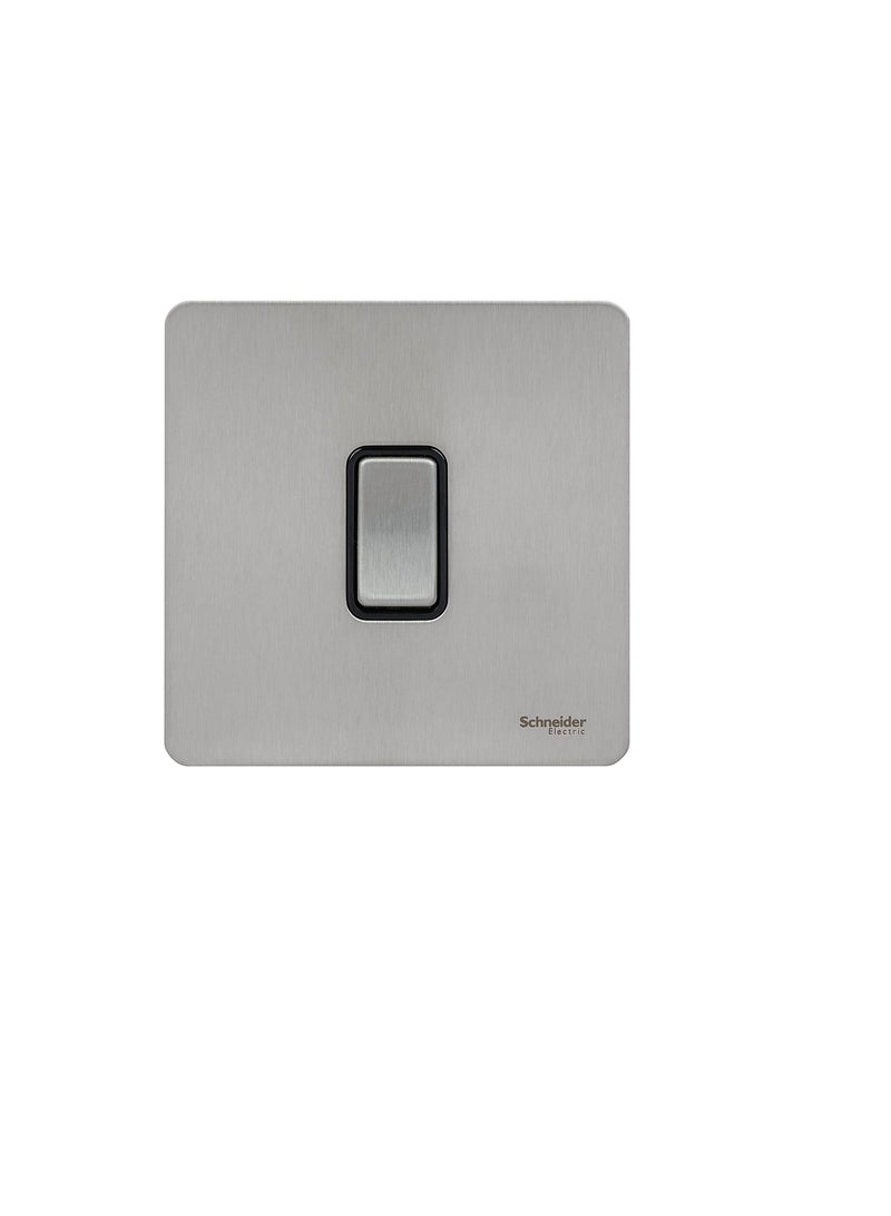 Schneider Electric Ultimate Screwless Flat Plate - Single Retractive 2 Way Light Switch, 16AX, GU1412RBSS, Stainless Steel with Black Insert - Image 3