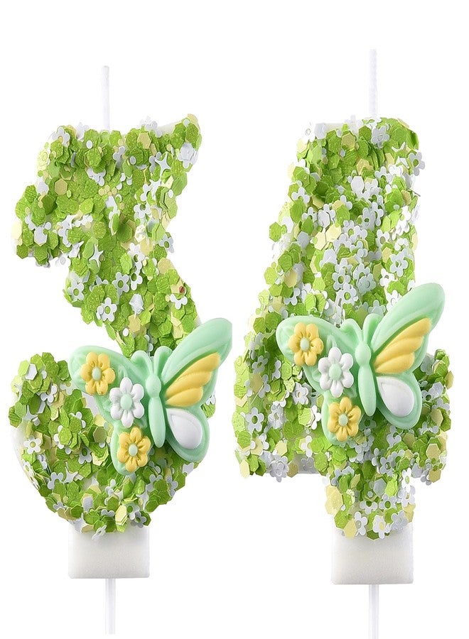 AOOLADA 34 & 43 Birthday Candle, 34th & 43rd Cake Candles, Number 34 & 43 Birthday Candles for Cake Topper Decoration, Green - Image 1