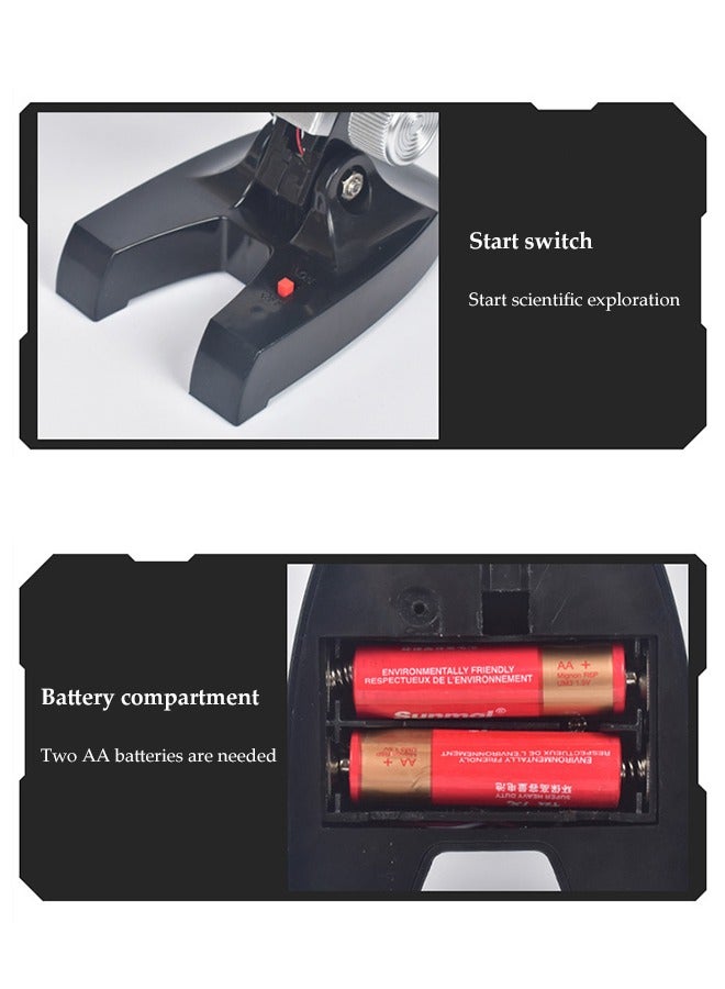 Microscope Kit, Creative Non-Toxic Material Portable Beginner Microscope Toyset with LED 400X and 1200X-Include Sample Prepared Slides,Educational and Scientific Toys for Kids Aged 3+, Two No. 5 bat - Image 4