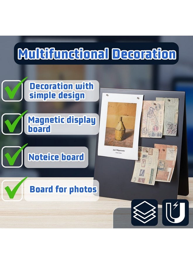 Leinuosen 12 X 10 Inch Magnetic Bulletin Board Magnet Display Board Dry Erase Memo Board Freestanding Display Board Metal Easel For Magnet Display For Tabletop Desktop Home Office Decors(1 Pcs)  - Image 3