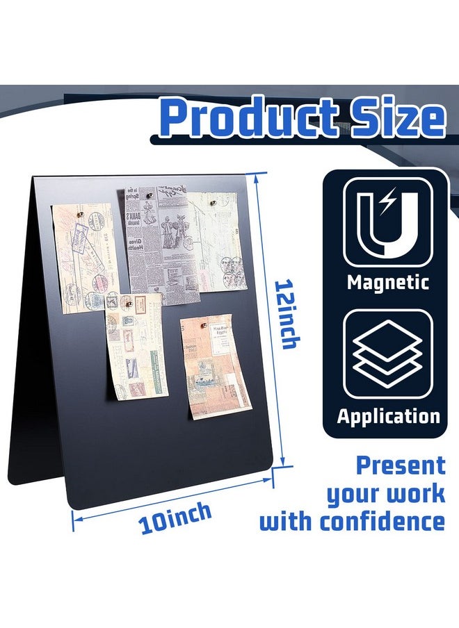 Leinuosen 12 X 10 Inch Magnetic Bulletin Board Magnet Display Board Dry Erase Memo Board Freestanding Display Board Metal Easel For Magnet Display For Tabletop Desktop Home Office Decors(1 Pcs)  - Image 2