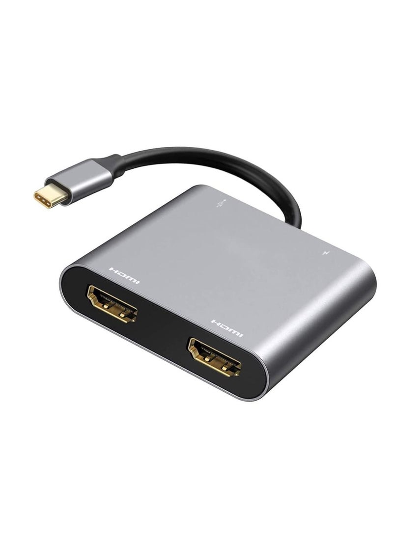 Y&D - USB C to Dual HDMI Adapter, 4 in 1 Type Hub with 2 (4K@30Hz) / USB3.0/ PD Charging, HD Screen Display USB-C Docking Station for Windows, MacOS - Image 1