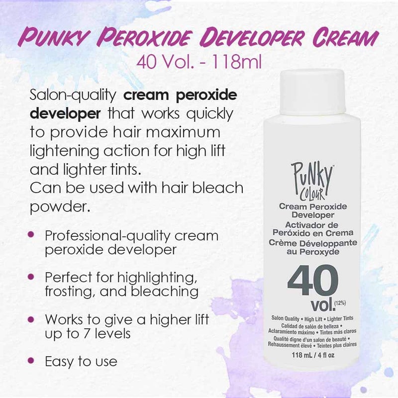Punky Cream Peroxide Hair Dye Developer 40 Volume â€“ Hair Bleach Developer for Medium to High Lift, 118ml - Image 3
