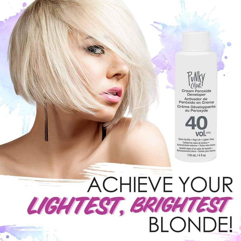 Punky Cream Peroxide Hair Dye Developer 40 Volume â€“ Hair Bleach Developer for Medium to High Lift, 118ml - Image 2