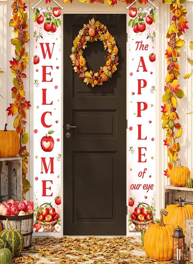 ميهوفوند لافتة باب معلقة من MEHOFOND على شكل تفاحة خريفية لحفل استقبال الطفل على الشرفة، لافتة باب معلقة على شكل عين الطفل، لافتة باب لحفل استقبال الطفل، ديكور حفلات من الداخل والخارج - Image 1