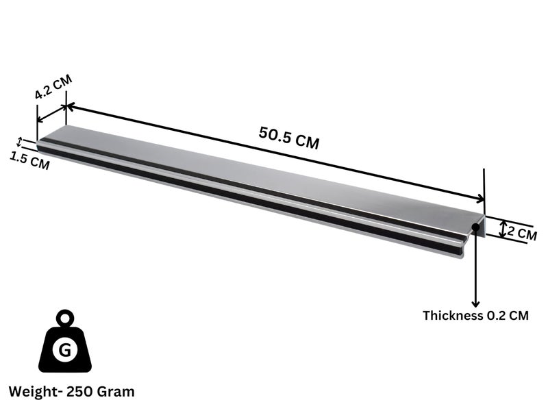 RAB Handle Aluminum Kitchen and Office Drawer/Cabinet/Door/Wardrobe Profile Handle (Code:- Hand P02, Finish:- CP-Black, Size:- 20") - Image 3