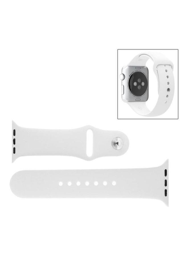 NIBEMINENT Silicone Replacement Wrist Strap For Apple Watch 42mm White - Image 1