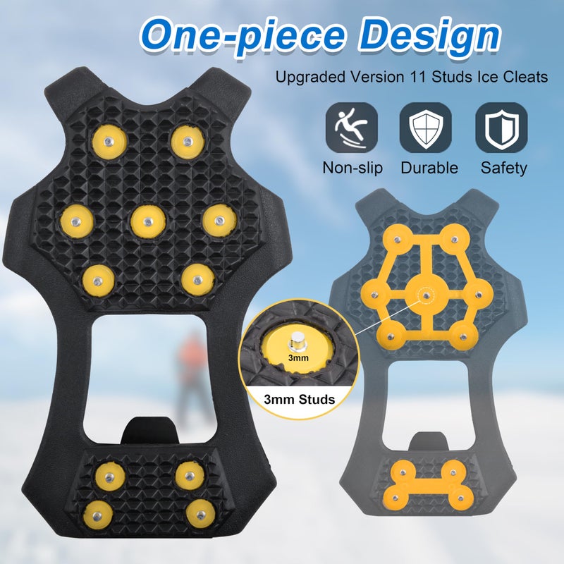 FUSIGO Crampons Ice Cleats for Shoes and Boots, 11 Studs Snow Cleats Anti Slip Shoe Spikes for Snow Ice Men Women Slip-on Stretch Footwear, L - Image 2