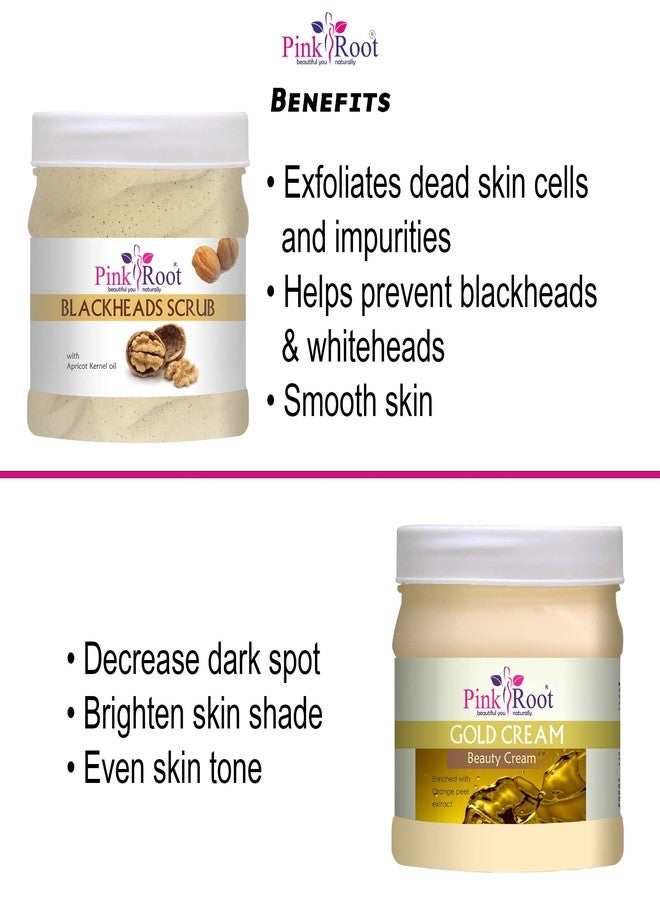 Pink Root Gold Cream 500gm with Blackheads Scrub 500gm - Image 5